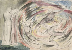 Le châtiment de Rusticucci et de ses compagnons, illustration de la Divine Comédie de Dante Alighieri, 1824-27 - William Blake